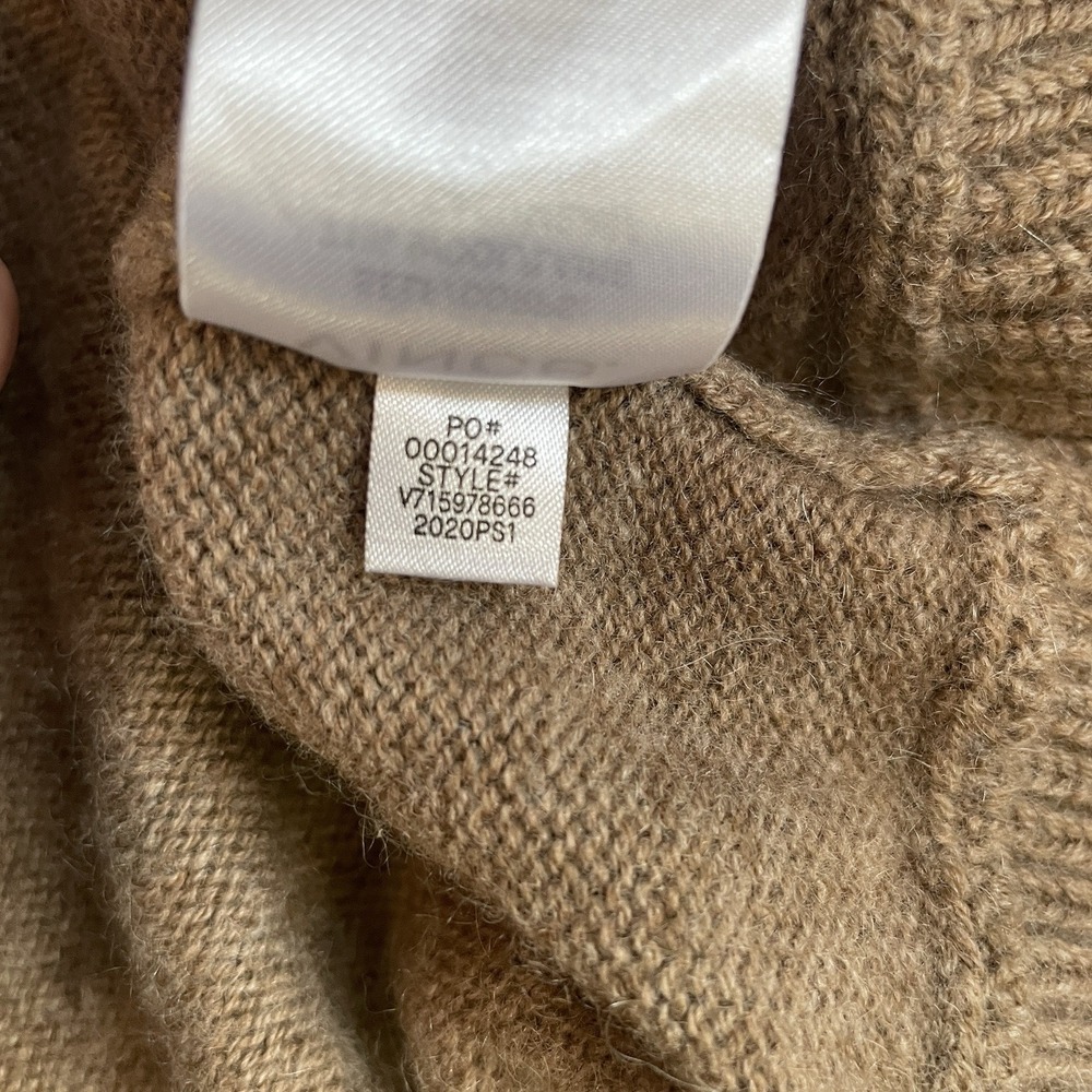 VINCE Raglan Sleeve Cashmere Wool Polo‎ Sweater Women L Chestnut Brown Knit Luxe - Picture 13 of 13